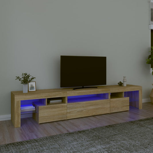 TV-Møbel Sonoma Eik TV-benk med LED-lys 215x36,5x40 cm