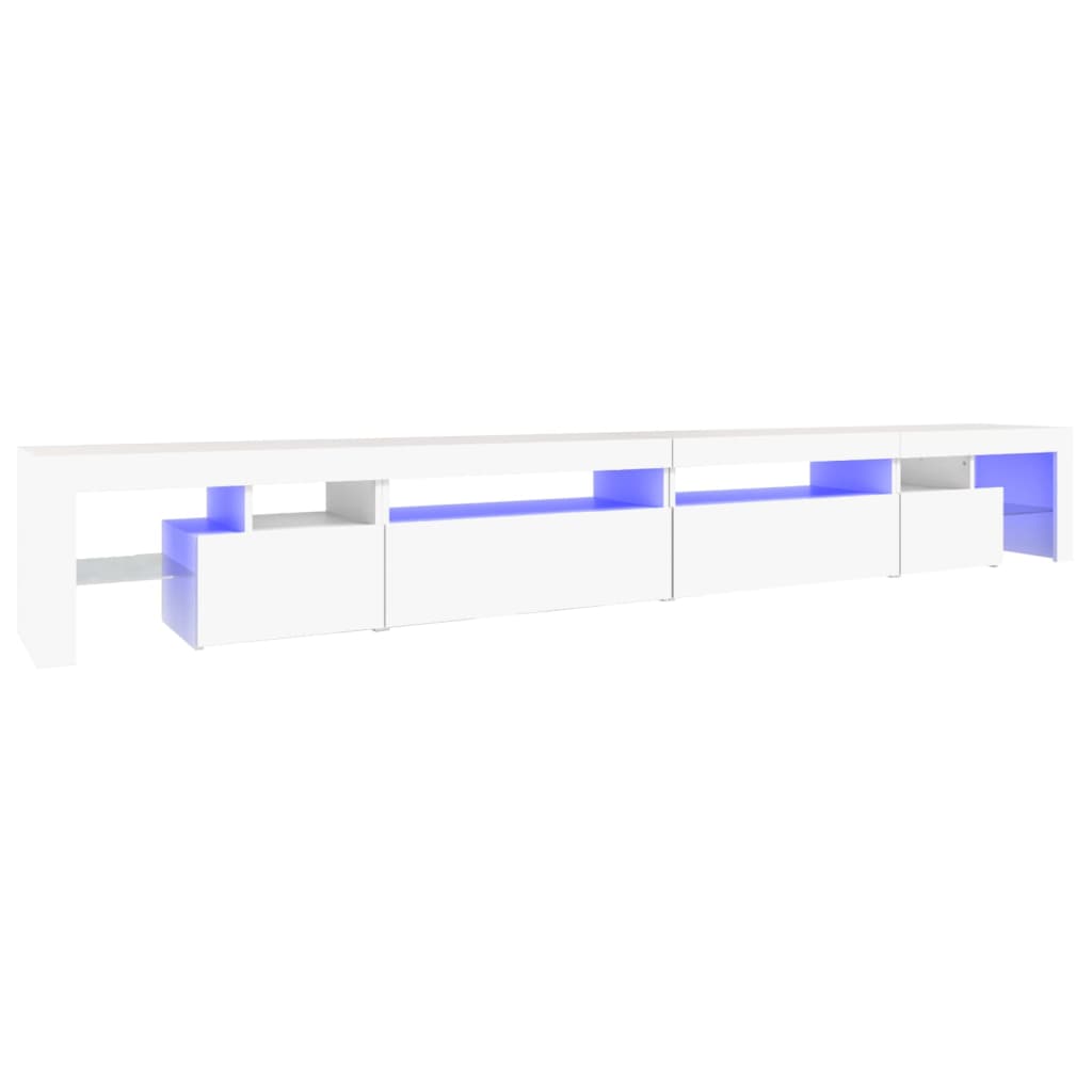 TV-Møbel Hvit TV-benk med LED-lys 290x36,5x40 cm