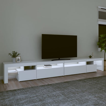 TV-Møbel Hvit TV-benk med LED-lys 290x36,5x40 cm