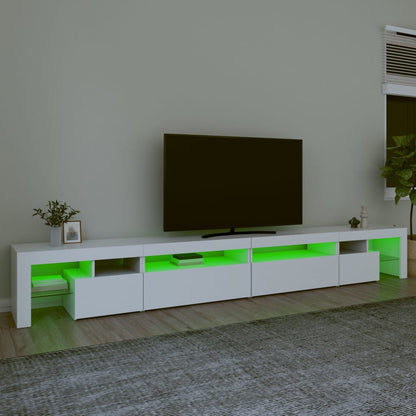 TV-Møbel Hvit TV-benk med LED-lys 290x36,5x40 cm