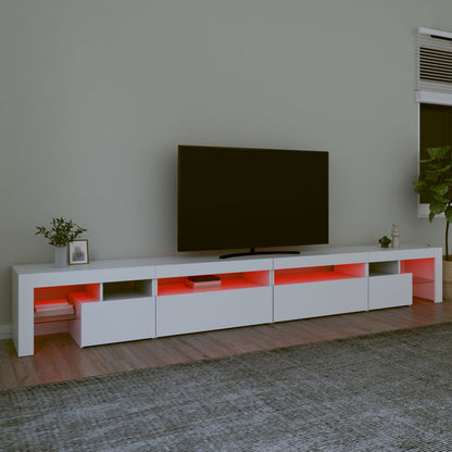 TV-Møbel Hvit TV-benk med LED-lys 290x36,5x40 cm