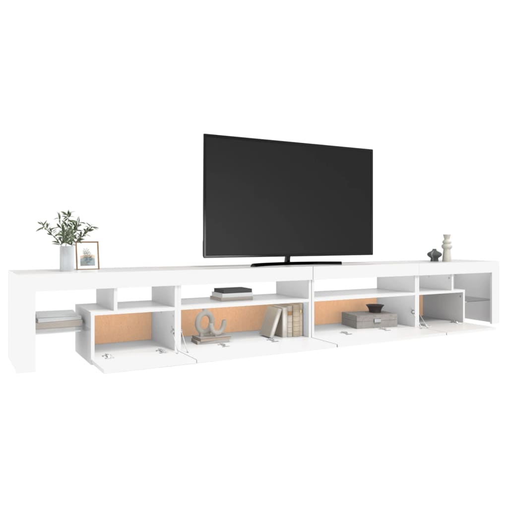 TV-Møbel Hvit TV-benk med LED-lys 290x36,5x40 cm