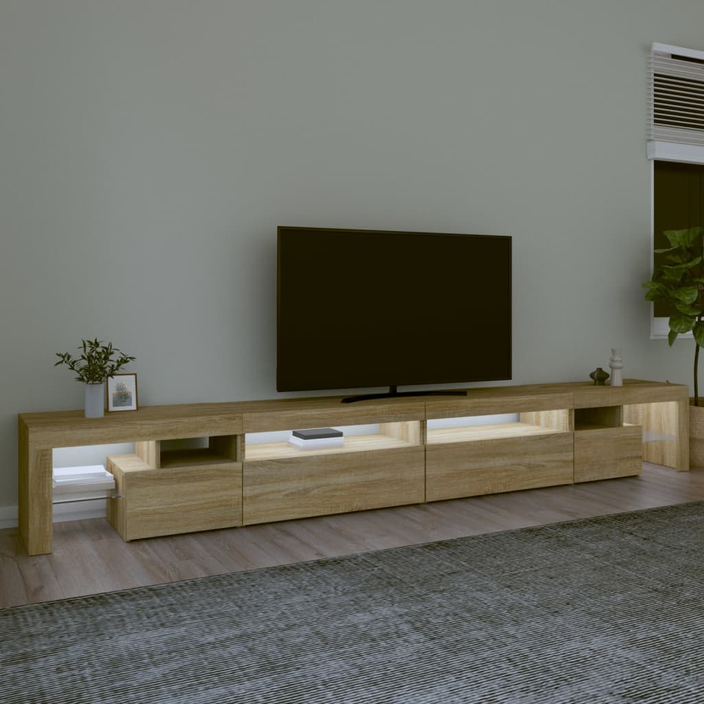 TV-Møbel Sonoma Eik TV-benk med LED-lys 290x36,5x40 cm