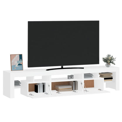 TV-Møbel Hvit TV-benk med LED-lys 200x36,5x40 cm