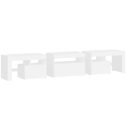 TV-Møbel Hvit TV-benk med LED-lys 200x36,5x40 cm