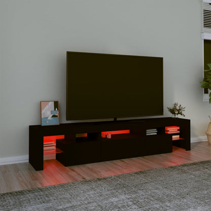 TV-Møbel Svart TV-benk med LED-lys 200 x 36,5 x 40 cm