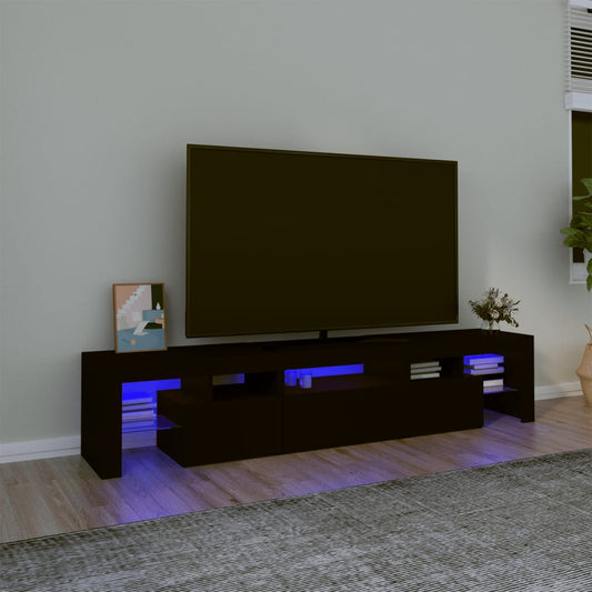 TV-Møbel Svart TV-benk med LED-lys 200 x 36,5 x 40 cm