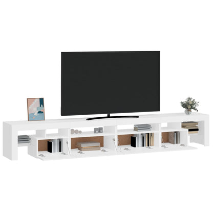 TV-Møbel Hvit TV-benk med LED-lys 260x36,5x40 cm