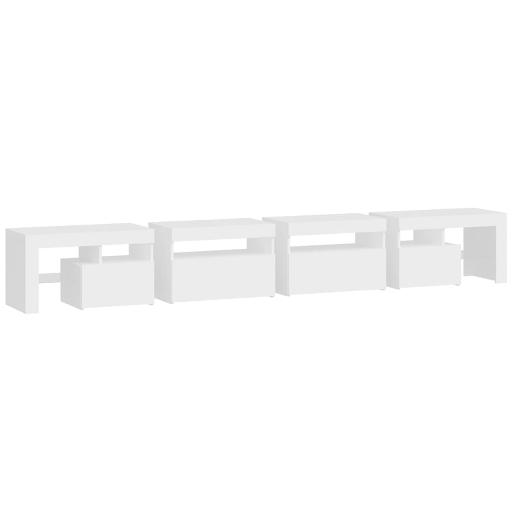 TV-Møbel Hvit TV-benk med LED-lys 260x36,5x40 cm