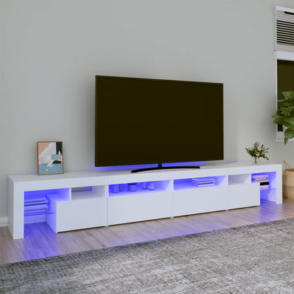 TV-Møbel Hvit TV-benk med LED-lys 260x36,5x40 cm