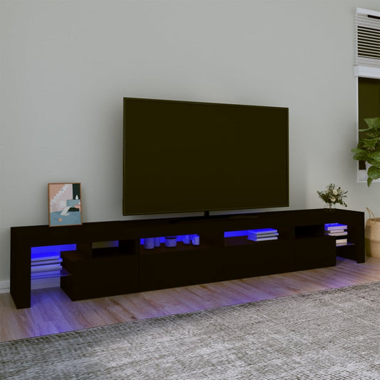 TV-Møbel Svart TV-benk med LED-lys 260x36,5x40 cm