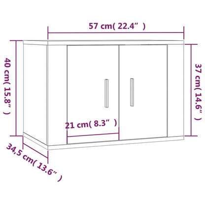 TV-benk Vegghengt hvit høyglans 57x34,5x40 cm