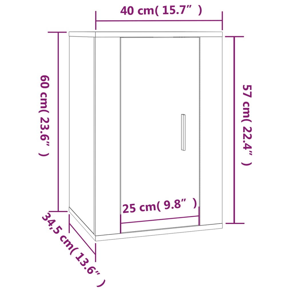 TV-benk Vegghengt hvit 40x34,5x60 cm