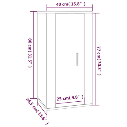 TV-benk Vegghengt brun eik 40x34,5x80 cm