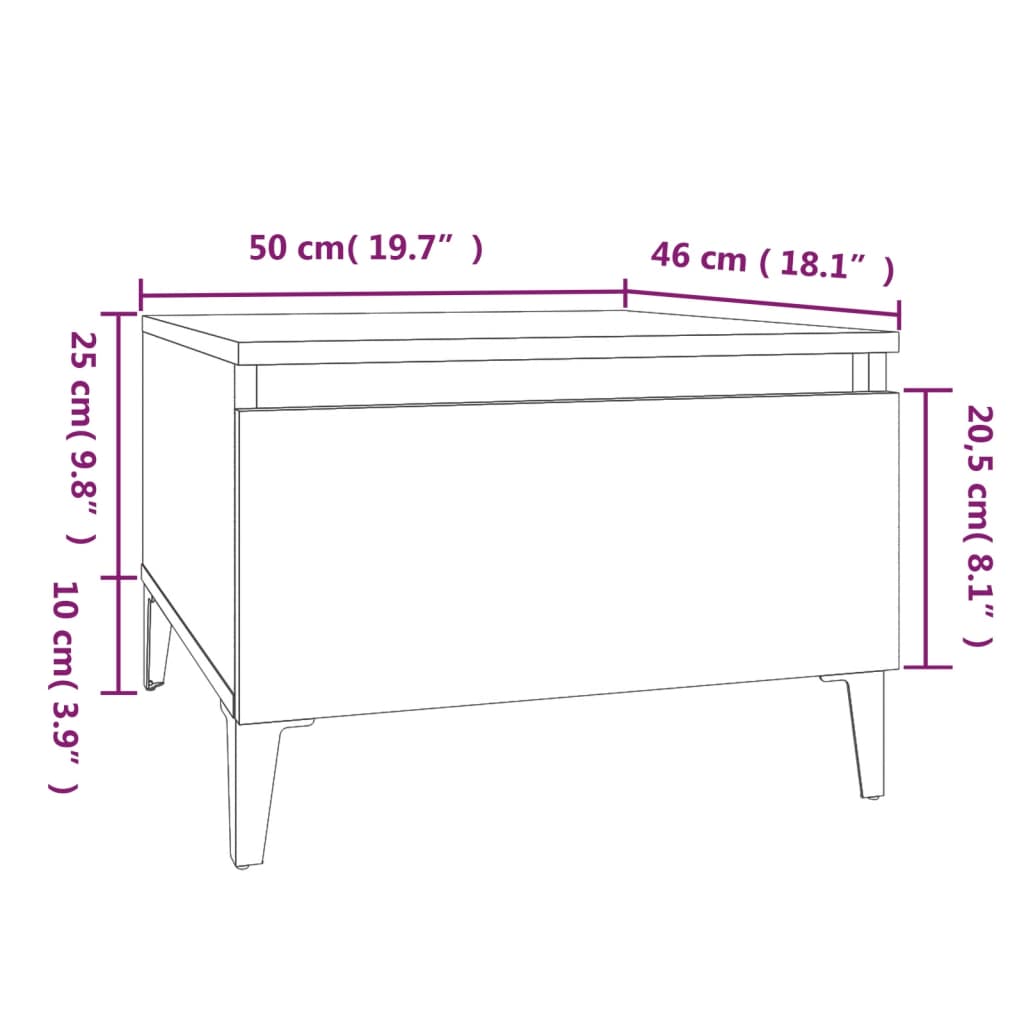 Sidebord røkt eik 50x46x35 cm konstruert tre