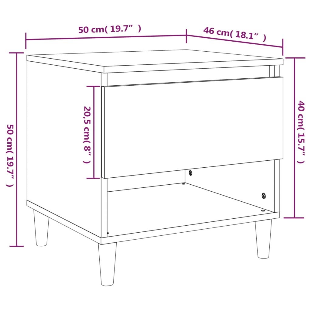 Nattbord Sengbord svart 50x46x50 cm konstruert tre