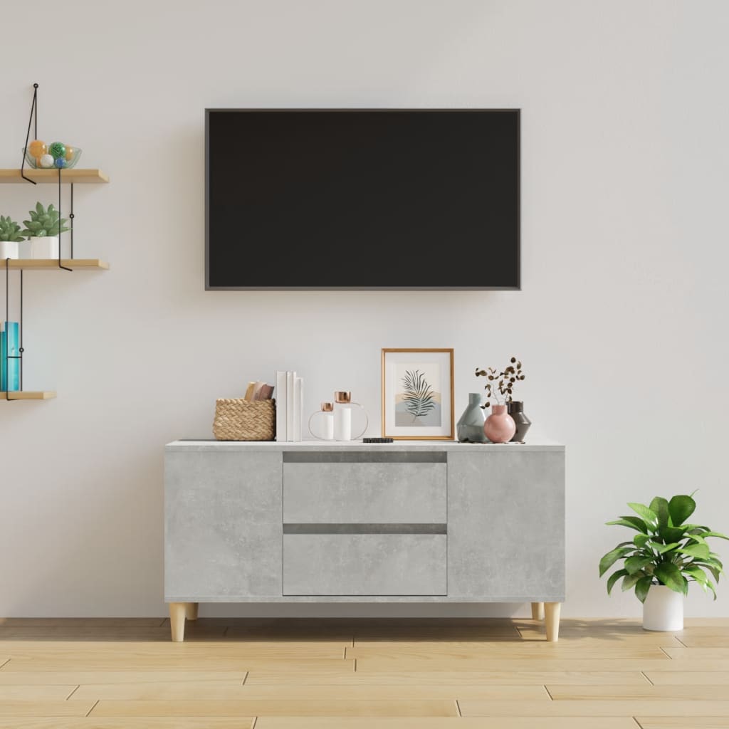 TV-benk betonggrå 102x44,5x50 cm konstruert tre