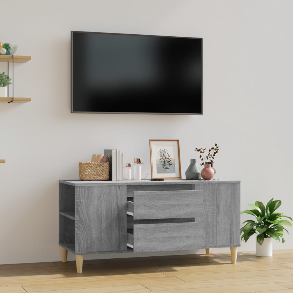 TV-benk grå sonoma 102x44,5x50 cm konstruert tre