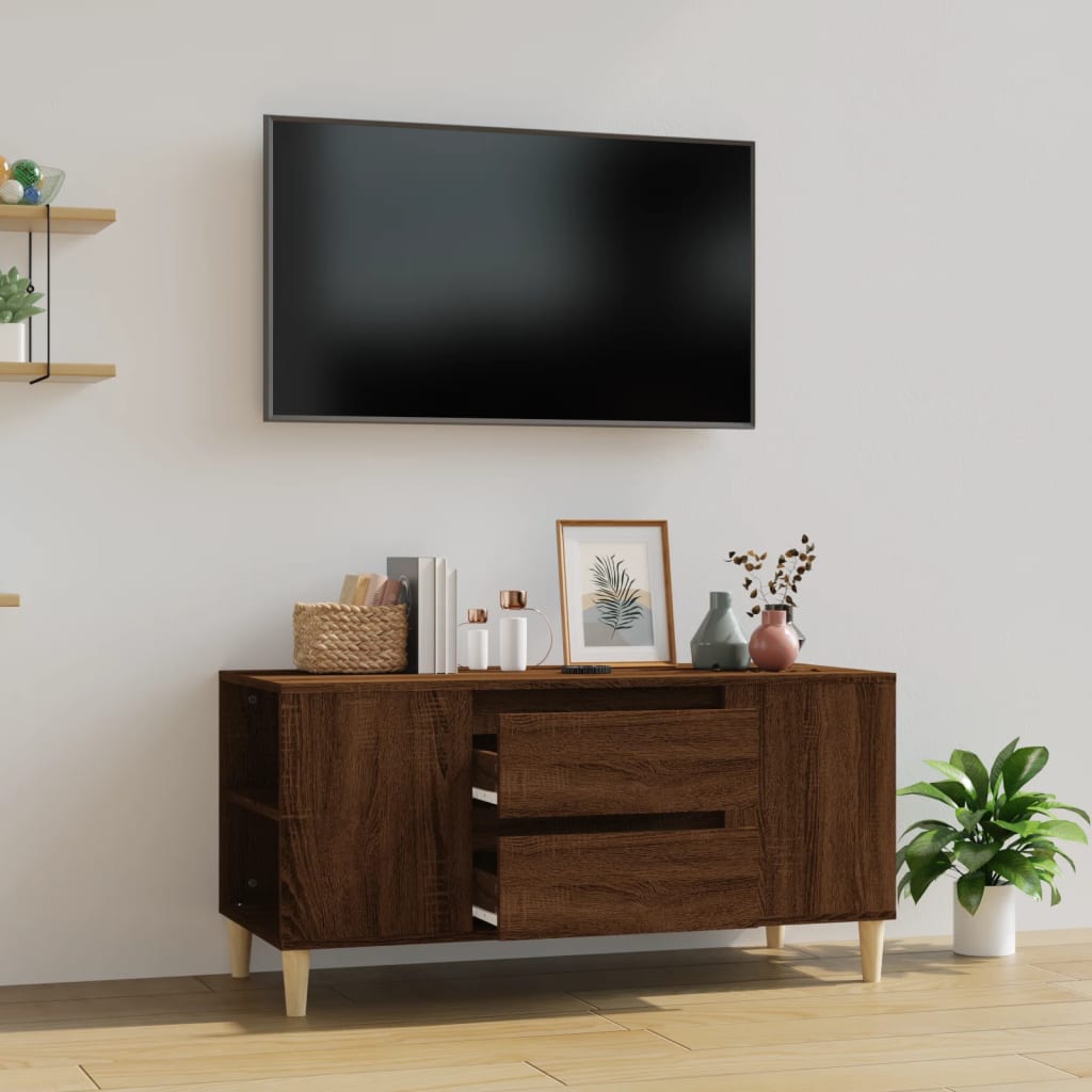 TV-benk brun eik 102x44,5x50 cm konstruert tre