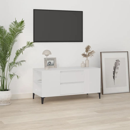 TV-benk hvit 102x44,5x50 cm konstruert tre