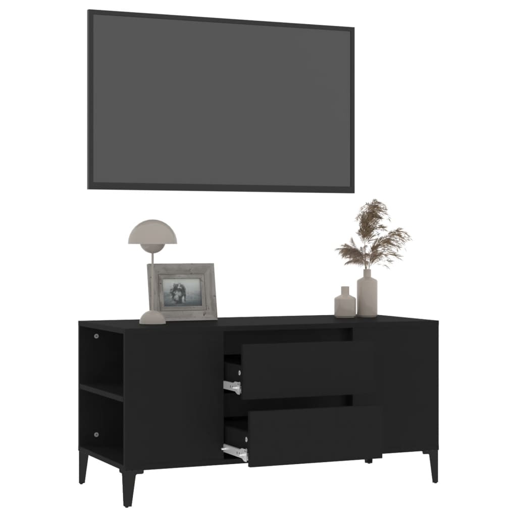 TV-benk svart 102x44,5x50 cm konstruert tre