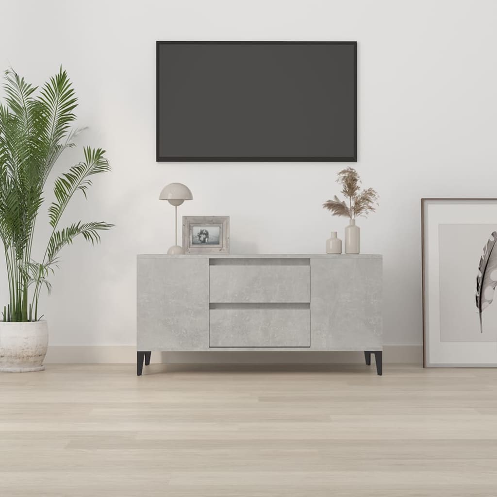 TV-benk betonggrå 102x44,5x50 cm konstruert tre