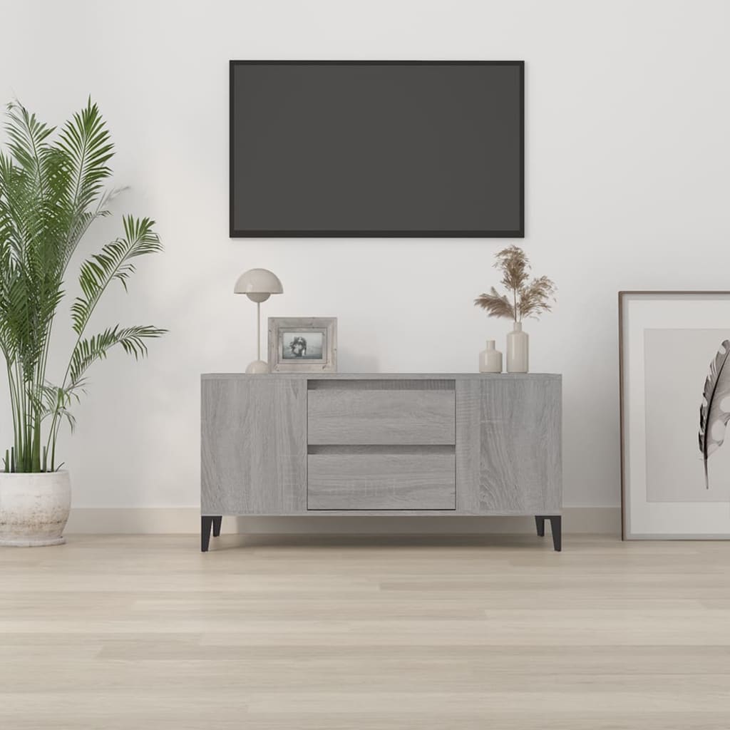 TV-benk grå sonoma 102x44,5x50 cm konstruert tre