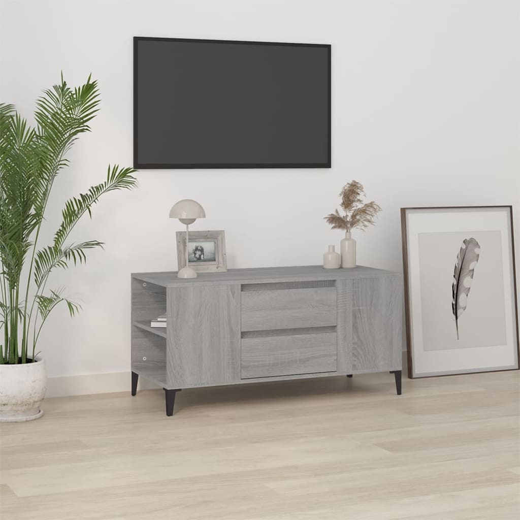 TV-benk grå sonoma 102x44,5x50 cm konstruert tre