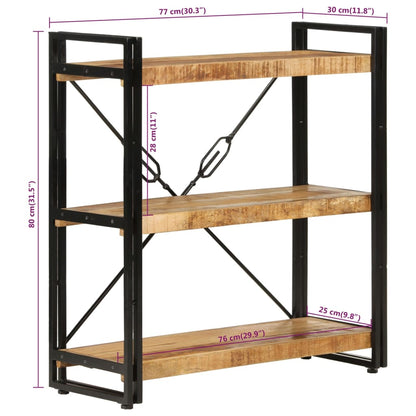 Bokhylle 3 etasjer 77x30x80 cm heltre mango og jern