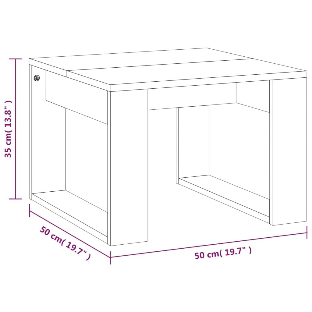 Sidebord røkt eik 50x50x35 cm konstruert tre