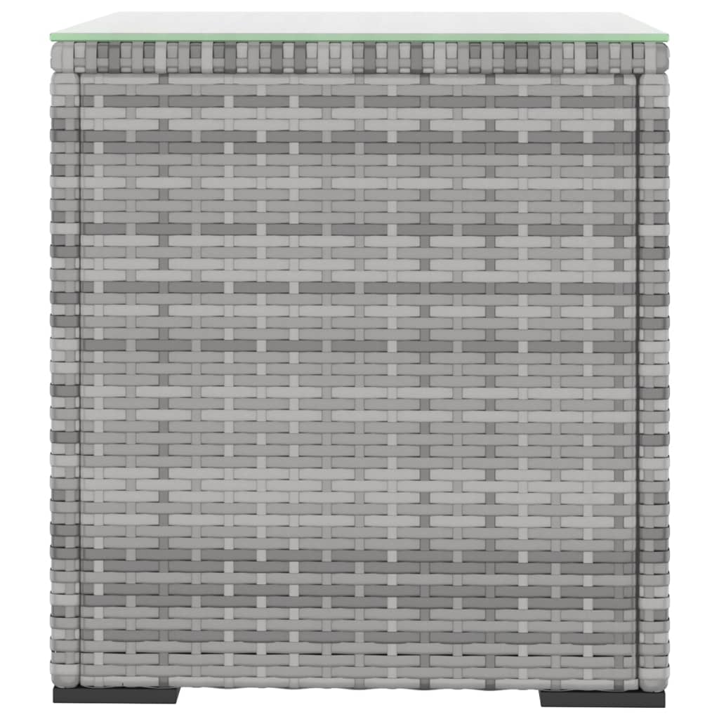Hagebord Kunstrotting Sidebord Grå 40x37x40,5 cm polyrotting og herdet glass