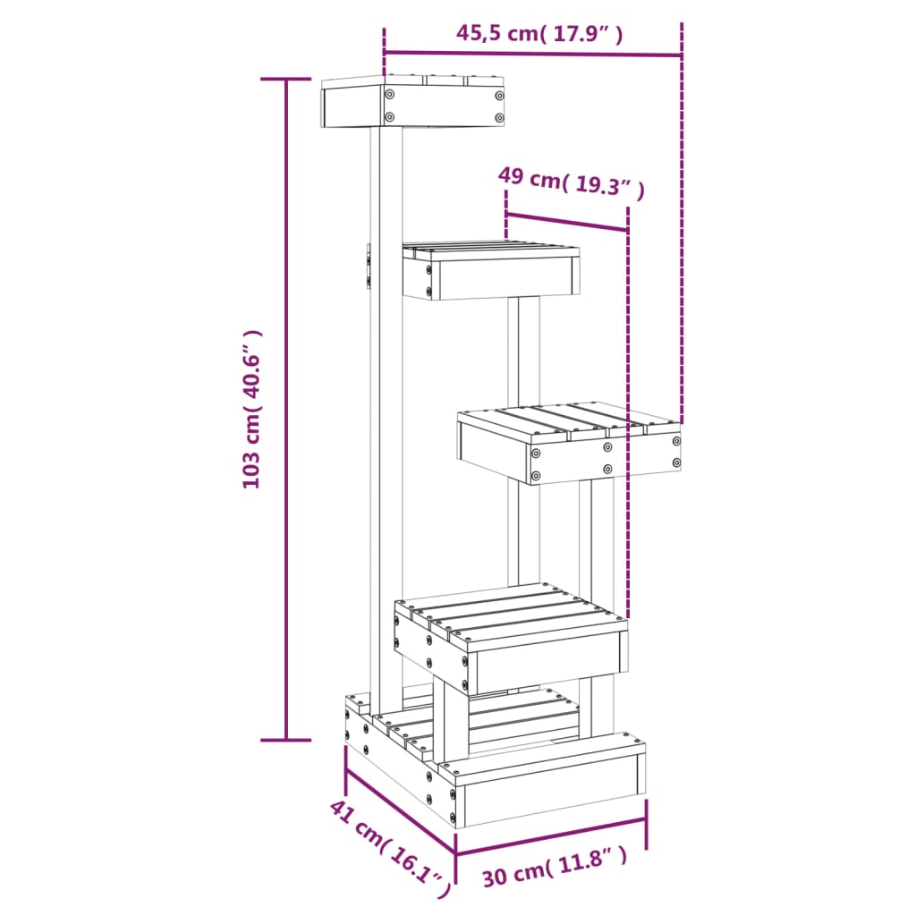 Kattemøbel Kattetre hvit 45,5x49x103 cm heltre furu