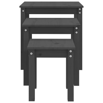 Sidebord Tre Stablebare 3 stk Grå heltre furu