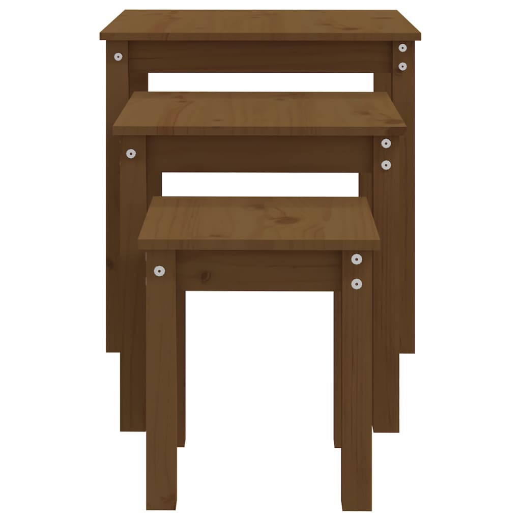 Sidebord Tre Stablebord 3 stk Honningbrun heltre furu