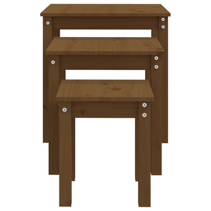 Sidebord Tre Stablebord 3 stk Honningbrun heltre furu