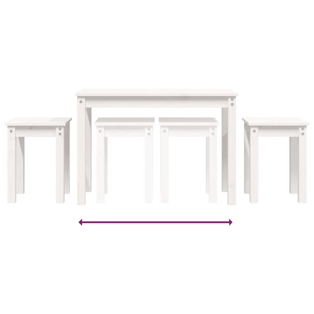 Sidebord Hvit Stablebare 3 stk heltre furu