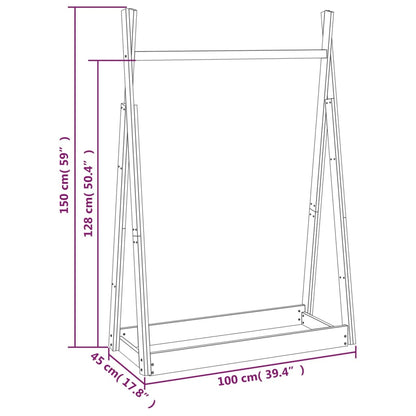 Garderobestativ Klesstativ hvit 100x45x150 cm heltre furu