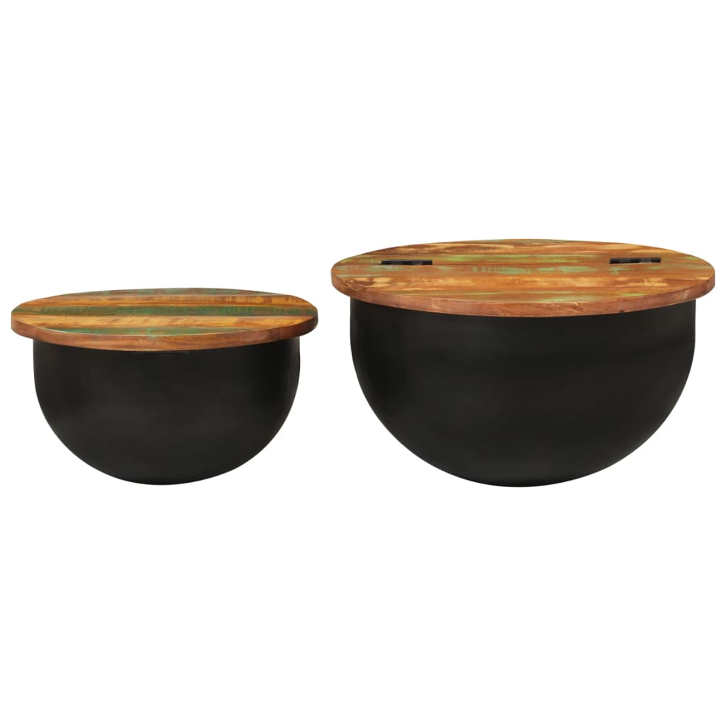 Salongbord Sofabord Svart gjenvunnet heltre 2 stk