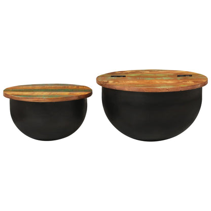 Salongbord Sofabord Svart gjenvunnet heltre 2 stk