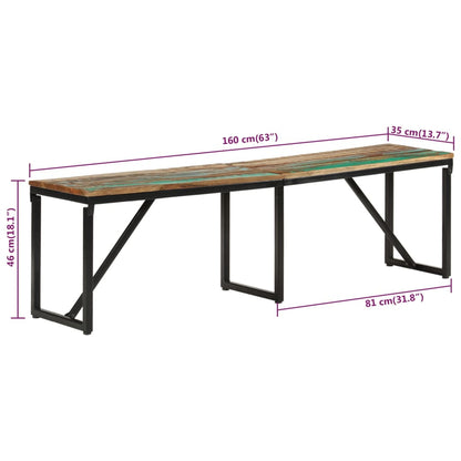 Sittebenk 160x35x46 cm gjenvunnet heltre