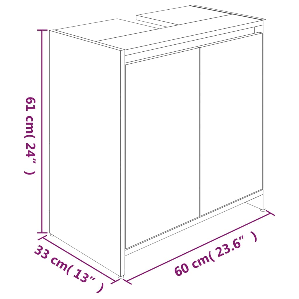 Baderomsskap brun eik 60x33x61 cm konstruert tre