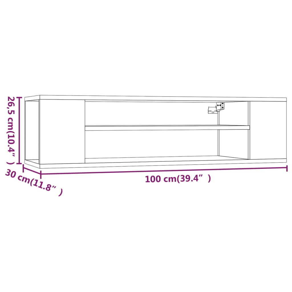 TV-benk brun eik 100x30x26,5 cm konstruert tre