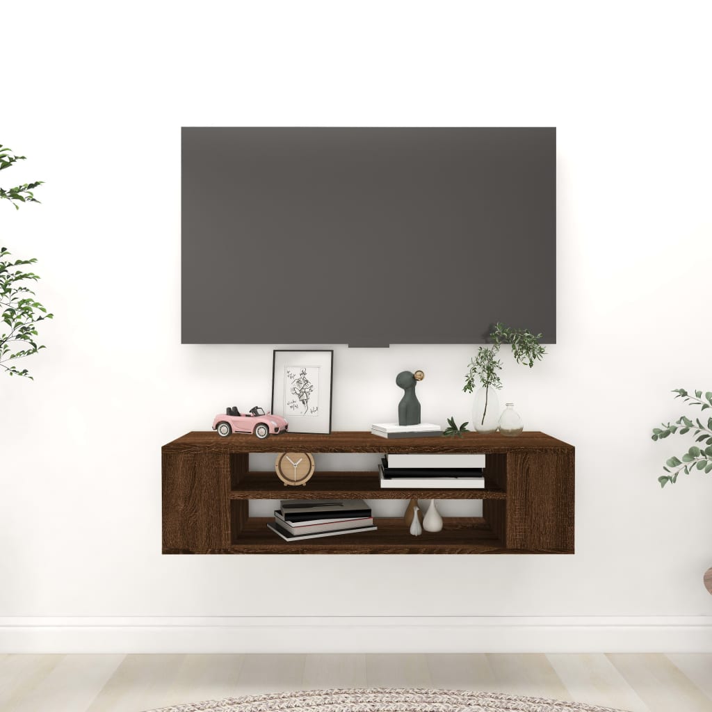 TV-benk brun eik 100x30x26,5 cm konstruert tre