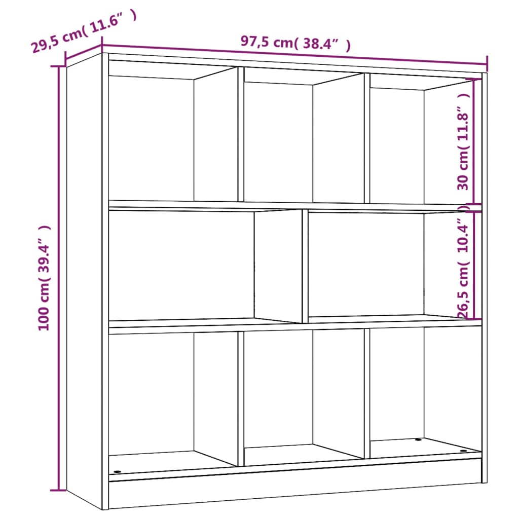 Skap Bokskap brun eik 97,5x29,5x100 cm konstruert tre