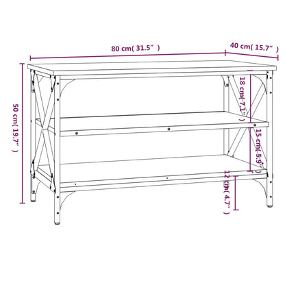 TV-benk brun eik 80x40x50 cm konstruert tre