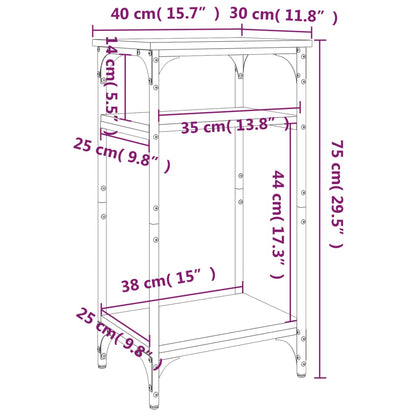 Sidebord røkt eik 40x30x75 cm konstruert tre