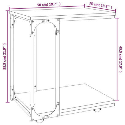 Sidebord med hjul svart 50x35x55,5cm konstruert tre