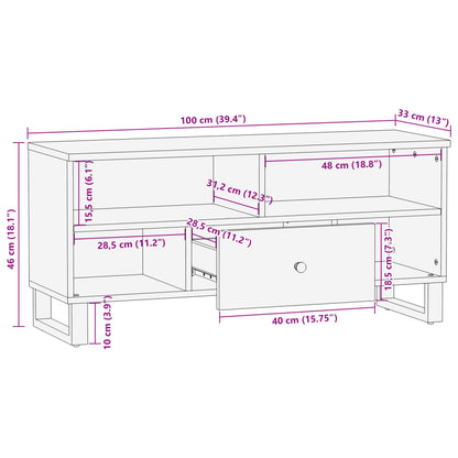 TV-benk 100x33x46 cm gjenvunnet heltre og konstruert tre