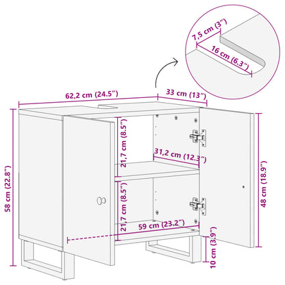 Baderomsservantskap 62x33x58 cm gjenvunnet heltre og konstruert tre