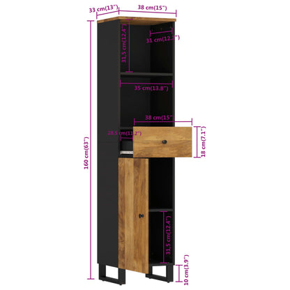 Baderomsskap 38x33x160 cm heltre mango